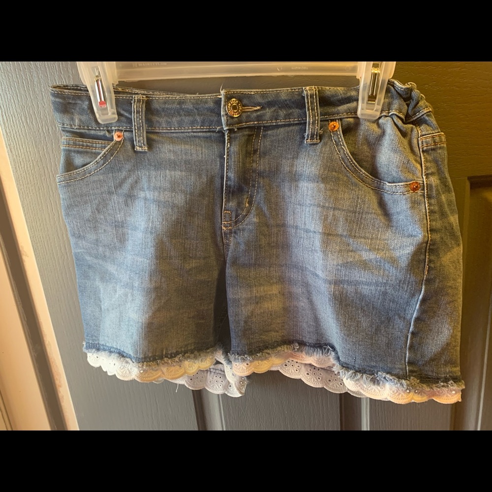 Cat&Jack brand girls denim shorts w lace XL 14-16